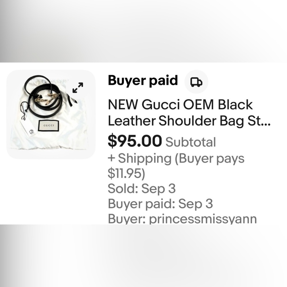 Gucci Black Leather Shoulder Bag Strap $450.00 - Picture 13 of 16